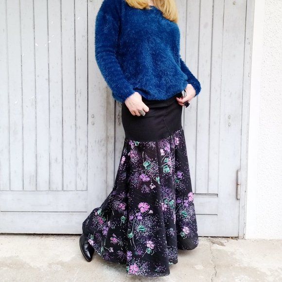 Refashioned Vtg Floral & Denim Maxiskirt (M/L) - Picture 8 of 8